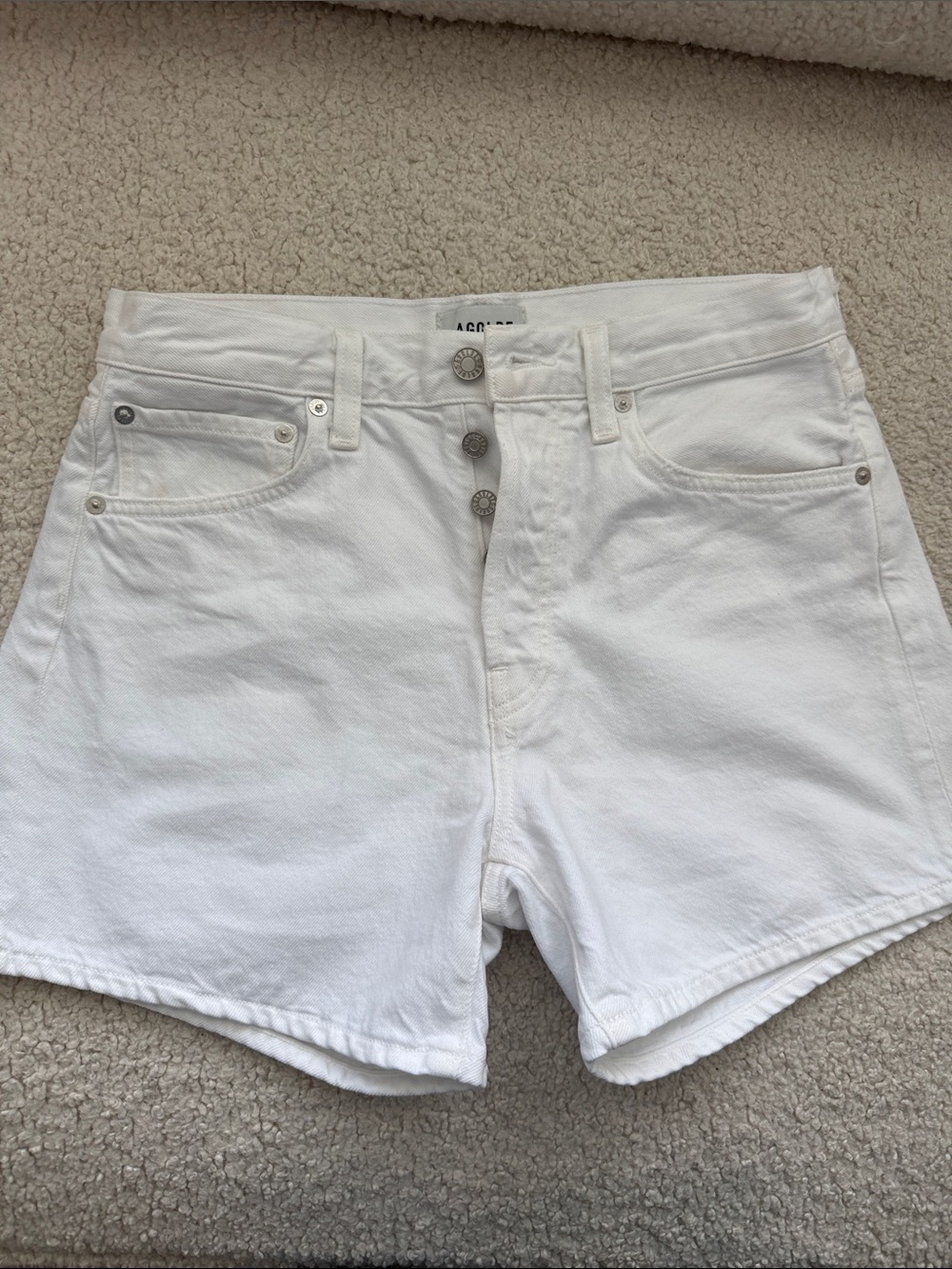 AGOLDE White High-Rise Button-Front Jean Shorts Size 27